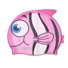 Шапочка для плавания Атеми FC104, силикон детская, рыбка, цвет розовый - Фото 4