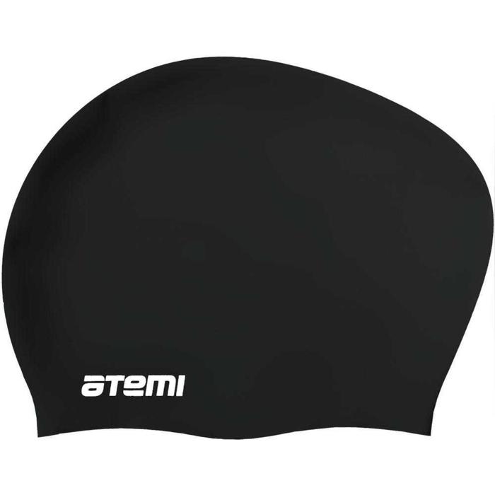 Шапочка для плавания ATEMI LC-02, силикон, для длинных волос, цвет чёрный