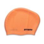 Шапочка для плавания ATEMI LC-08, силикон, для длинных волос, цвет оранжевый - Фото 4