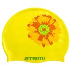 Шапочка для плавания Atemi PSC415, силикон, цвет жёлтый - Фото 1