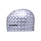 Шапочка для плавания Atemi PU 120, тканевая с полиуретановым покрытием, цвет серый 3D - Фото 2