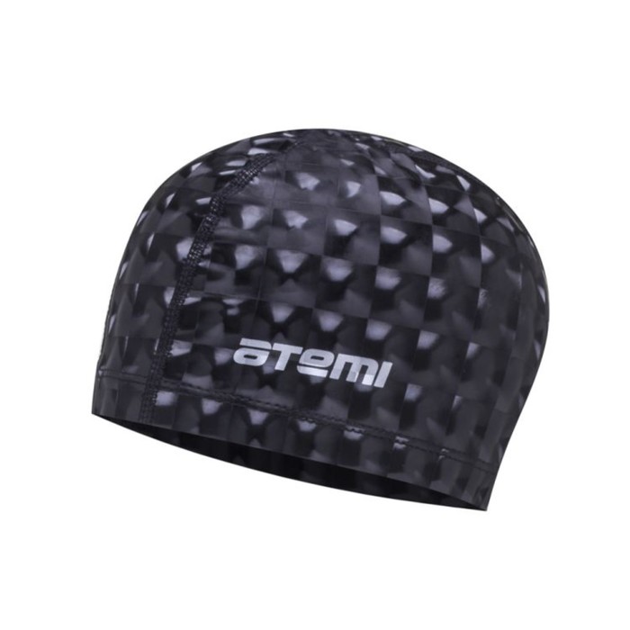 Шапочка для плавания Atemi PU 200, тканевая с полиуретановым покрытием, цвет чёрный 3D - Фото 1