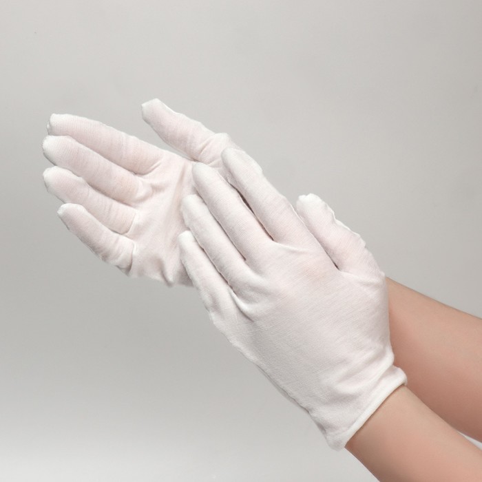 Перчатки хлопковые, размер M, пара, цвет белый 24121