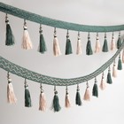 Тесьма с бусинами, 13 см, 5±0.5 м, изумрудная, бежевая - Фото 2