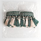 Тесьма с бусинами, 13 см, 5±0.5 м, изумрудная, бежевая - Фото 3