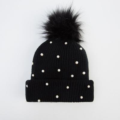 Шапка для девочки MINAKU "Жемчужная", р-р 50-52, цв. чёрный