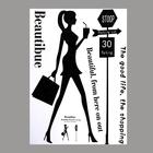 Наклейка пластик интерьерная чёрная "Девушка с покупками" блёстки 50х70 см - фото 318659150