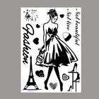 Наклейка пластик интерьерная чёрная "Девушка в пышном платье" блёстки 50х70 см - фото 9397567