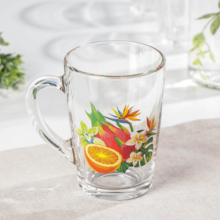 Кружка стеклянная «Тропические фрукты», 300 мл, рисунок МИКС - Фото 1
