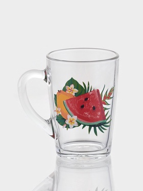 Кружка стеклянная «Тропические фрукты», 300 мл, рисунок МИКС (комплект 20 шт)