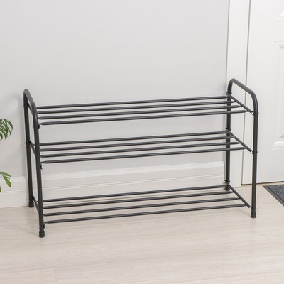 Подставка для обуви, 3 полки, 82.5×32×48.5 см, чёрная