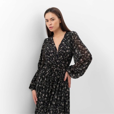 Платье с поясом миди женское MIST, размер 44, чёрное