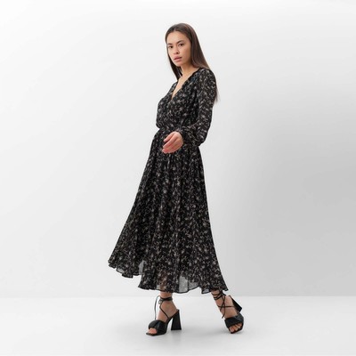 Платье женское с поясом MIST миди, размер 46, чёрный