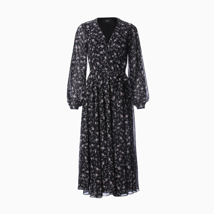Платье женское с поясом MIST миди, размер 42, чёрный - фото 1919155434