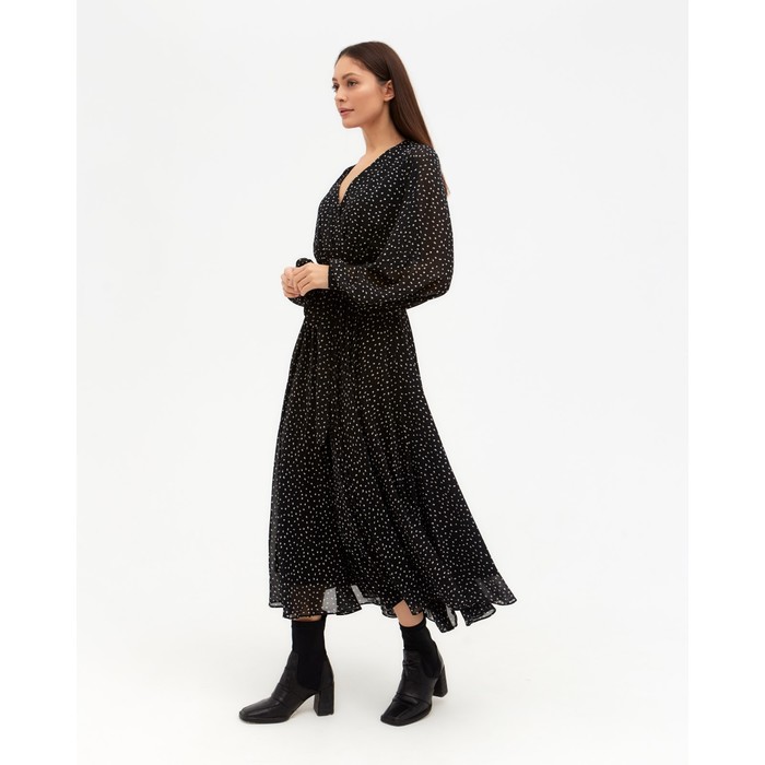 Платье женское с поясом MIST миди, размер 42, чёрный - фото 1927758939