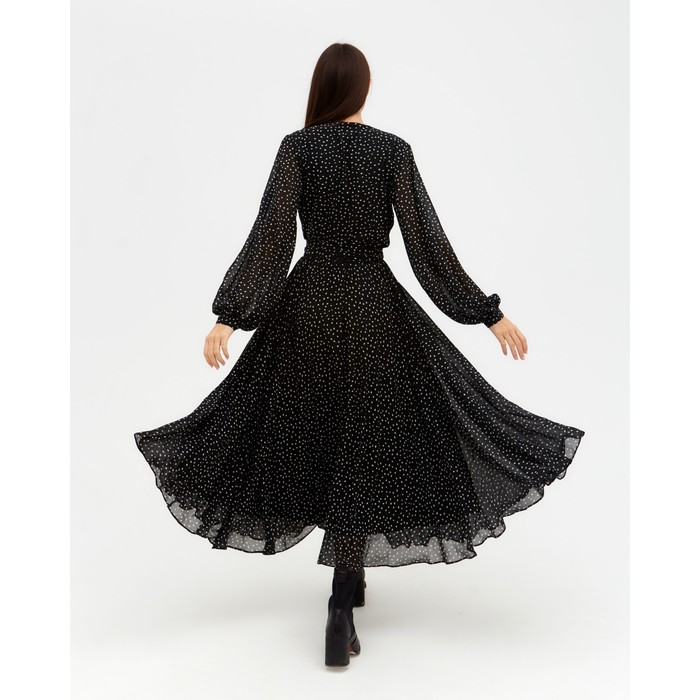 Платье женское с поясом MIST миди, размер 42, чёрный - фото 1927758942
