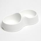 Миска двойная "Мур-мяу" 22,5 см х 13 см х 6 см, 0,2 литра, белый - Фото 1