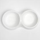 Миска двойная "Мур-мяу" 22,5 см х 13 см х 6 см, 0,2 литра, белый - Фото 2