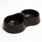 Миска двойная "Мур-мяу" 22,5 см х 13 см х 6 см, 0,2 л, коричневый - Фото 1