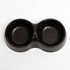 Миска двойная "Мур-мяу" 22,5 см х 13 см х 6 см, 0,2 л, коричневый - Фото 2