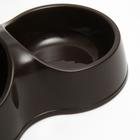 Миска двойная "Мур-мяу" 22,5 см х 13 см х 6 см, 0,2 л, коричневый - Фото 3