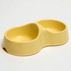 Миска двойная "Мур-мяу" 22,5 см х 13 см х 6 см, 0,2 л, светло-желтый - Фото 1