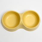 Миска двойная "Мур-мяу" 22,5 см х 13 см х 6 см, 0,2 л, светло-желтый - Фото 2