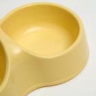 Миска двойная "Мур-мяу" 22,5 см х 13 см х 6 см, 0,2 л, светло-желтый - Фото 3
