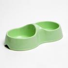 Миска двойная "Мур-мяу" 22,5 см х 13 см х 6 см, 0,2 л, светло-зеленый - Фото 1