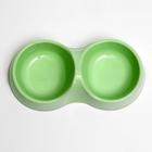 Миска двойная "Мур-мяу" 22,5 см х 13 см х 6 см, 0,2 л, светло-зеленый - Фото 2