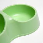 Миска двойная "Мур-мяу" 22,5 см х 13 см х 6 см, 0,2 л, светло-зеленый - Фото 3
