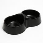 Миска двойная "Мур-мяу" 22,5 см х 13 см х 6 см, 0,2 л, черная - Фото 1