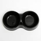 Миска двойная "Мур-мяу" 22,5 см х 13 см х 6 см, 0,2 л, черная - Фото 2