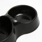 Миска двойная "Мур-мяу" 22,5 см х 13 см х 6 см, 0,2 л, черная - Фото 3