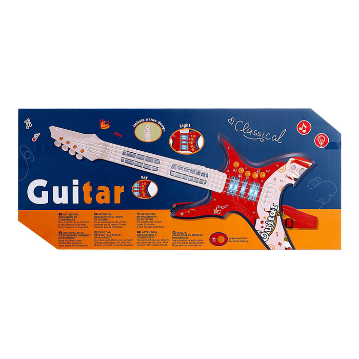 Игрушка музыкальная-гитара «Крутой рокер», звуковые эффекты - фото 1907298954