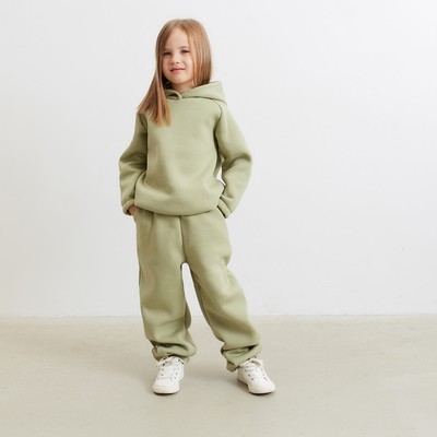 Брюки детские с начёсом MINAKU: Basic Line KIDS, оливковые, рост 110 см