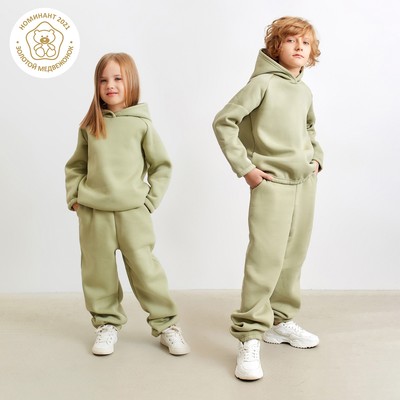 Брюки детские MINAKU: Basic Line KIDS цвет оливковый, рост 140