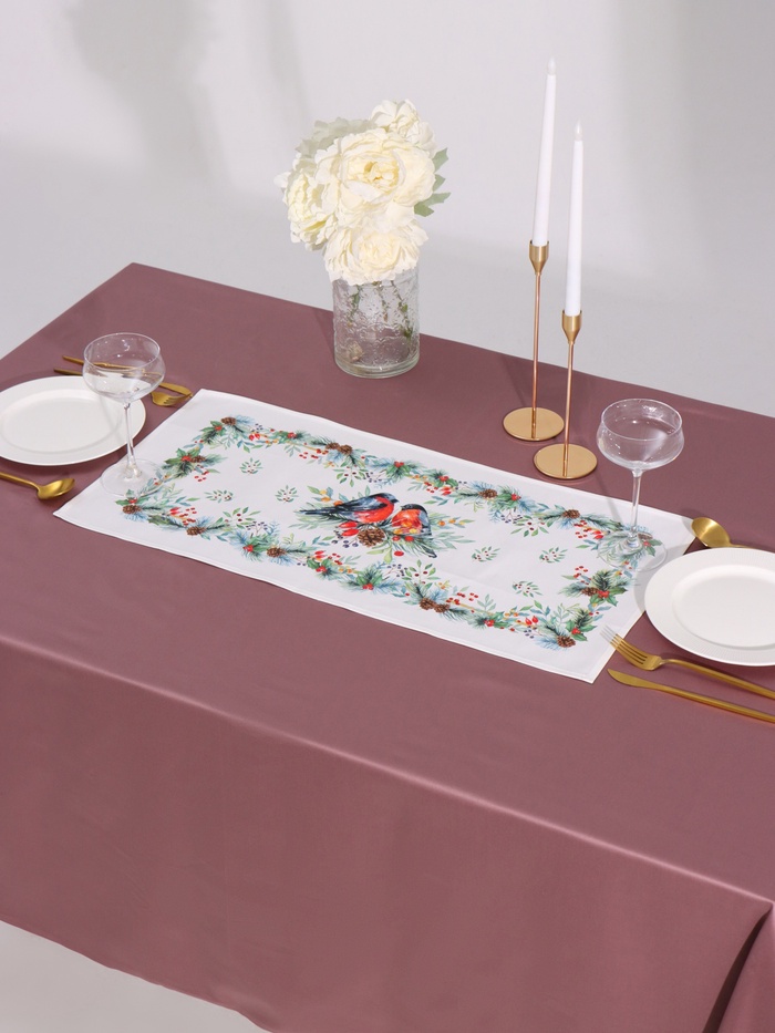 Дорожка новогодняя на стол «Этель» Christmas bells 30×70±5 см, 100% хл, саржа 190 г/м² - Фото 1