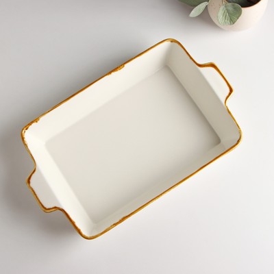 Форма для запекания Доляна Organic Gold, 2 л, 33×20.5×5.5 см, фарфор, белая