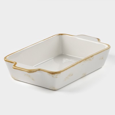 Форма для запекания из фарфора Доляна Organic Gold, 700 мл, 23.5×13×4.5 см, цвет белый
