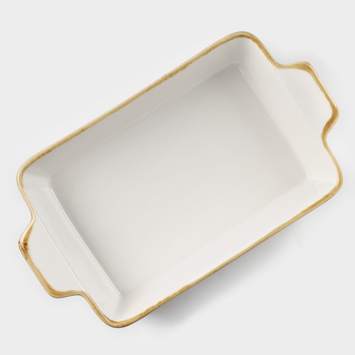 Форма для запекания из фарфора Доляна Organic Gold, 700 мл, 23,5×13×4,5 см, цвет белый - фото 1889653223