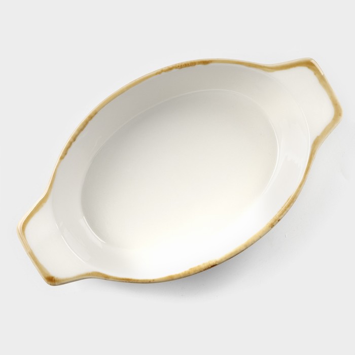 Форма для запекания из фарфора Доляна Organic Gold, 500 мл, 22×13×4,5 см, цвет белый - фото 1908759765