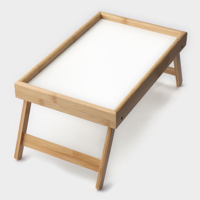 Поднос для завтрака с ножками Доляна, 46.5×25 см, бамбук - Фото 1