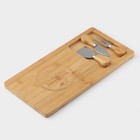 Набор для подачи сыра Доляна Cheese, 3 ножа, доска 38×18,5 см, бамбук - Фото 1