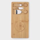 Набор для подачи сыра Доляна Cheese, 3 ножа, доска 38×18.5 см, бамбук - Фото 3