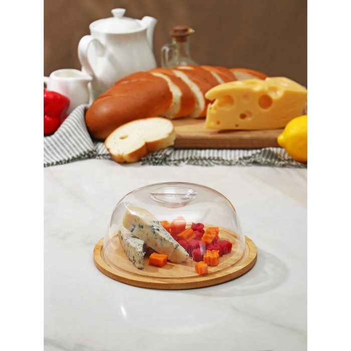 Блюдо для подачи с крышкой Доляна, d=19 см, бамбук - Фото 1