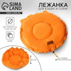 Лежанка для животных на стяжке с ушками, цвет оранжевый 30-50 см - Фото 1