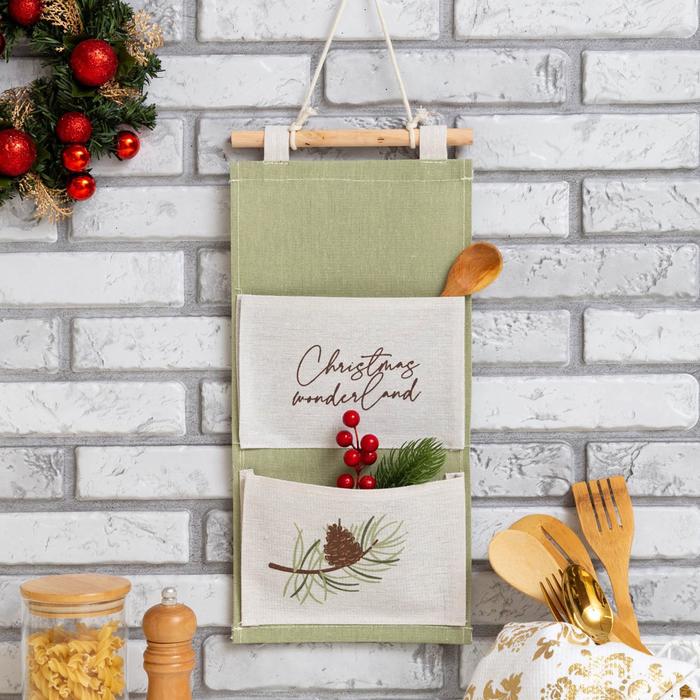 Кармашек текстильный «Этель» Christmas, 2 отделения, 20×41 см - Фото 1