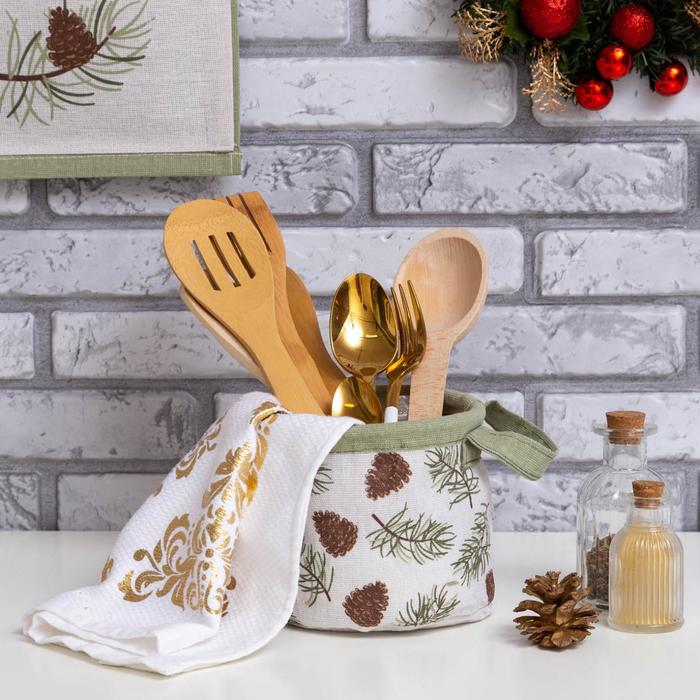 Корзинка текстильная «Этель» Christmas, 14×12 см - Фото 1