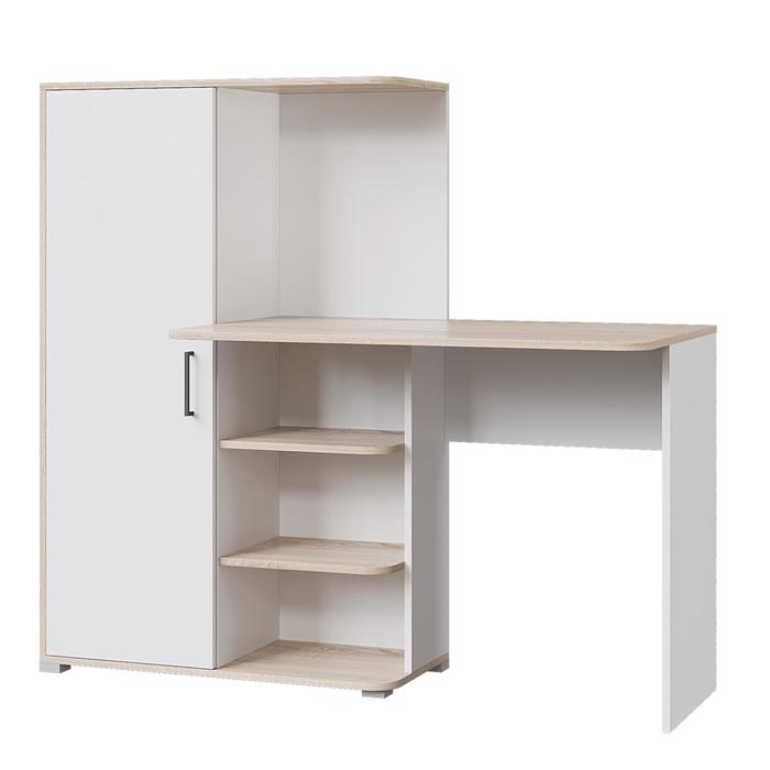 Стол компьютерный со шкафом «Лайт», 1420×356×1282 мм, цвет белый/дуб сонома - Фото 1
